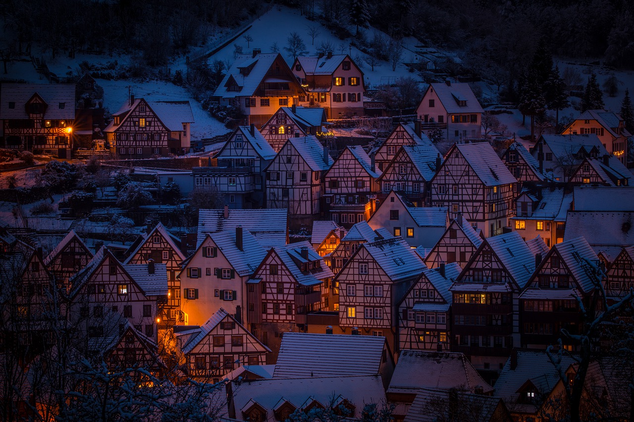 house at night